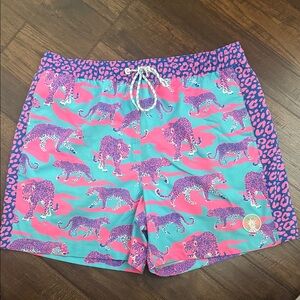 Chubbies Swim Shorts - pink & blue leopard Print